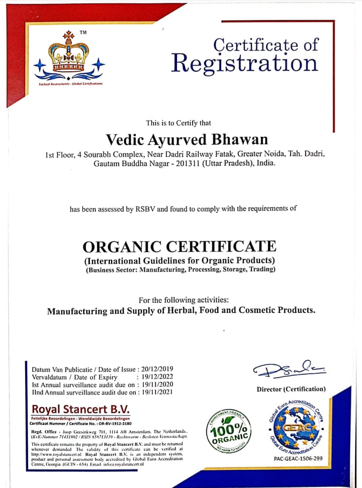 Organic certificate